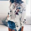 The Best Women Jacket Lady Bomber Floral Print Street Outwears Polyester Online - Hplify
