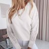 The Best Women Lace Bandage Tops Ladies Long Sleeve Round Neck Backless Blouse Pullover Loose Shirt Online - Hplify
