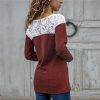 The Best Women Lace Blouse Casual Long Sleeve Tunic O-Neck Patchwork Blouses Online - Hplify