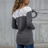 The Best Women Lace Blouse Casual Long Sleeve Tunic O-Neck Patchwork Blouses Online - Hplify