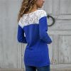 The Best Women Lace Blouse Casual Long Sleeve Tunic O-Neck Patchwork Blouses Online - Hplify