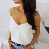 The Best Women Lace Cami Soft Sleeveless Crop Top Ladies Backless Party Clubwear Casual Summer White Shirt Clothes Online - Hplify