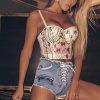 The Best Women Lace Floral Embroidery Trim Bralette Tank Vest Crop Top Push Up Bra Strapless Deep V-neck Camisole Slim New Underwear Online - Hplify
