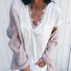 The Best Women Lace Short Sleeve Blouse Shirt New Fashion Ladies Summer Loose Solid Casual Vest Tank Tops Online - Hplify