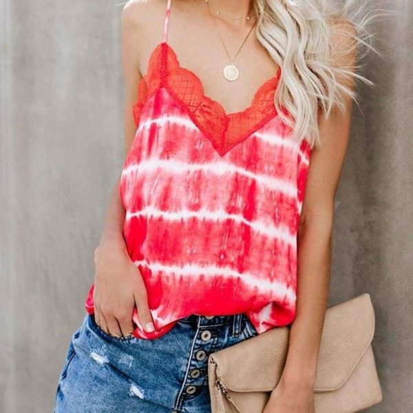 The Best Women Lace Strap Cami Tank Tops Vest Fashion Ladies Summer Loose Beach Sleeveless Casual Camisole Shirt Online - Hplify
