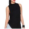 The Best Women Ladies Backless High Neck Shirt Fashion Solid Tops Crop Tank Ladies Summer Casual Loose Blouse Tank Tops Online - Hplify