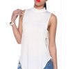The Best Women Ladies Backless High Neck Shirt Fashion Solid Tops Crop Tank Ladies Summer Casual Loose Blouse Tank Tops Online - Hplify