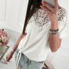 The Best Women Ladies Batwing Short Sleeve Lace Hollow Baggy Casual T-Shirt Tops Online - Hplify