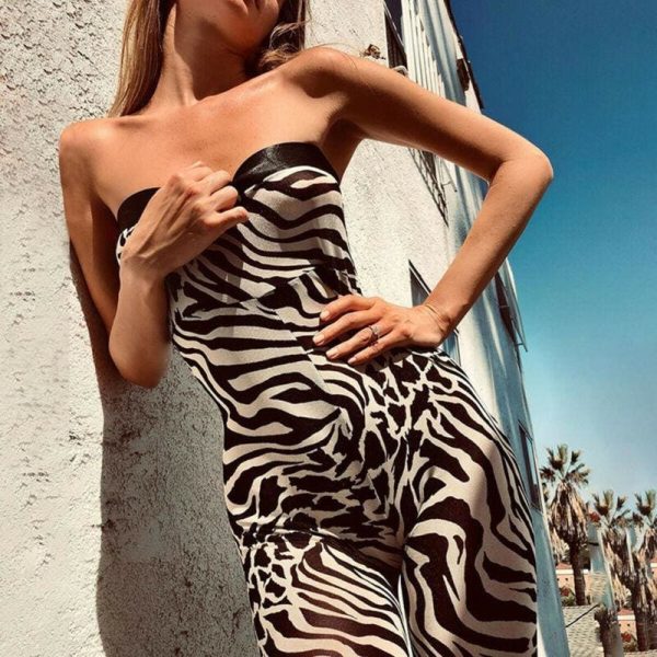 The Best Women Ladies Clubwear Sleeveless Playsuit Bodycon Party Long Trousers Jumpsuit Romper Skinny Print Bodysuit Online - Hplify