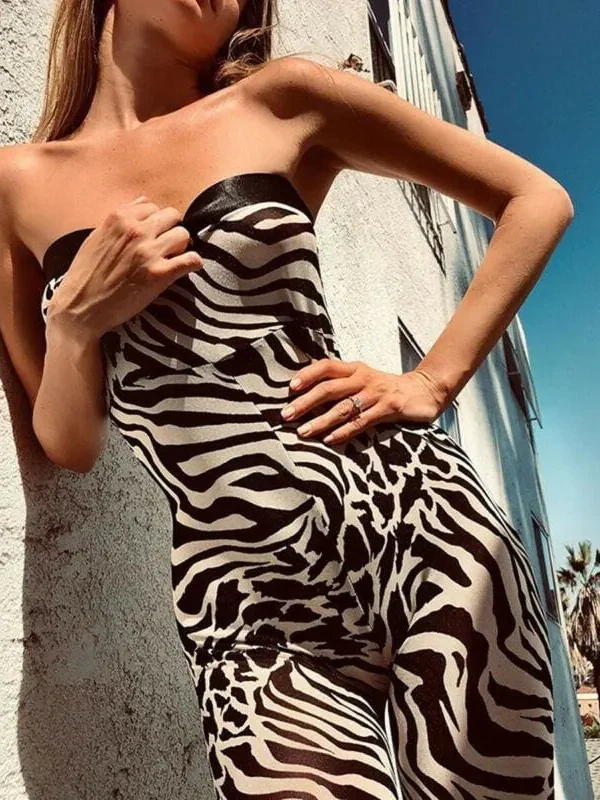 The Best Women Ladies Clubwear Sleeveless Playsuit Bodycon Party Long Trousers Jumpsuit Romper Skinny Print Bodysuit Online - Hplify