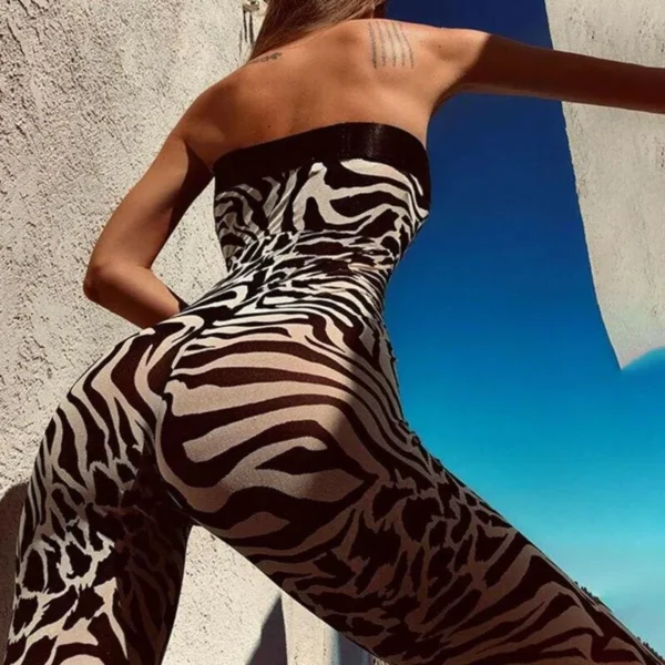 The Best Women Ladies Clubwear Sleeveless Playsuit Bodycon Party Long Trousers Jumpsuit Romper Skinny Print Bodysuit Online - Hplify