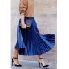 The Best Women Ladies Fashion High Waist Loose Maxi Skirt Pleated Retro Elastic Waist Long Skirt Casual Solid Bottoms Online - Hplify