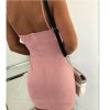 The Best Women Ladies Halter Sleeveless Bandage Bodycon Mini Dress Solid Casual Summer Beach Hollow Slim Sundress Online - Hplify