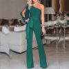 The Best Women Ladies Jumpsuits Summer Clubwear Playsuit Jumpsuit Loose One Shoulder Long Trousers Black Blue Green Pink Online - Hplify