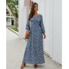 The Best Women Ladies Long Lantern Sleeve Autumn Dress Floral Autumn Pre-fall Holiday Buttons Maxi Dress Online - Hplify