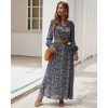 The Best Women Ladies Long Lantern Sleeve Autumn Dress Floral Autumn Pre-fall Holiday Buttons Maxi Dress Online - Hplify