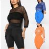 The Best Women Ladies Long Sleeve Mesh Perspective Summer Clubwear Solid Casual Crew Neck Stretchy Top Blouse Online - Hplify