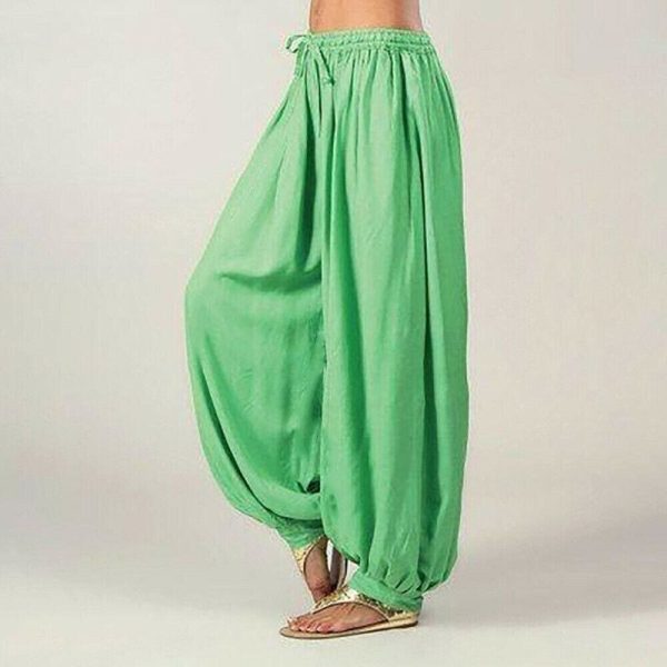 The Best Women Ladies Loose Solid Bandage Hippie Aladdin Long Pants Gypsy Harem Trousers Casual Baggy Loose Trousers Online - Hplify