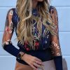 The Best Women Ladies Mesh Sheer Puff Sleeve Jumper Embroidery Knitwear Tops Shirt Autumn Casual Blouse Online - Hplify