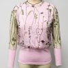 The Best Women Ladies Mesh Sheer Puff Sleeve Jumper Embroidery Knitwear Tops Shirt Autumn Casual Blouse Online - Hplify