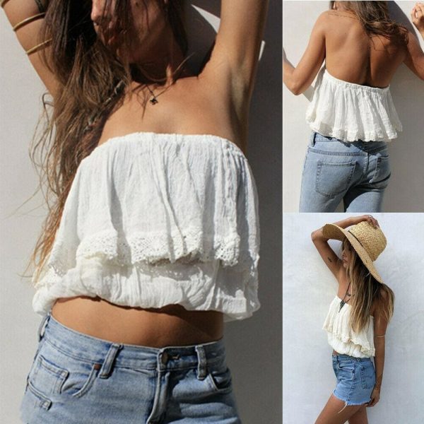 The Best Women Ladies Off Shoulder Boob Elastic Tube Tops Blouse Cami Tops Online - Hplify