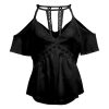 The Best Women Ladies Off Shoulder V-Neck Chiffon Tops Fashion Summer Strappy Blouse Shirt Loose Casual Shirts Online - Hplify