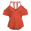 The Best Women Ladies Off Shoulder V-Neck Chiffon Tops Fashion Summer Strappy Blouse Shirt Loose Casual Shirts Online - Hplify
