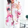 The Best Women Ladies Retro Floral Zipper Up Bomber Long Sleeve Slim Plaid Jacket Casual Floral Zipper Up Bomber Coat Outwear Online - Hplify