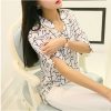 The Best Women Ladies Slim Chiffon Tops 3/4 Sleeve Shirt Fashion Summer Casual Geometric Print Blouse New Workout Shirt Online - Hplify