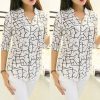 The Best Women Ladies Slim Chiffon Tops 3/4 Sleeve Shirt Fashion Summer Casual Geometric Print Blouse New Workout Shirt Online - Hplify