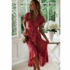 The Best Women Ladies Summer Boho Short Sleeve Long Floral Dress Fashion Ruffle V-Neck Party Beach Dresses Sundress Online - Hplify