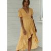 The Best Women Ladies Summer Boho Short Sleeve Long Floral Dress Fashion Ruffle V-Neck Party Beach Dresses Sundress Online - Hplify