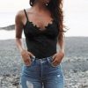 The Best Women Ladies Summer Lace Vest Tops Fashion Sleeveless V-Neck Solid Casual Blouse Holiday Beach Outdoor Tank Tops Online - Hplify