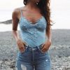 The Best Women Ladies Summer Lace Vest Tops Fashion Sleeveless V-Neck Solid Casual Blouse Holiday Beach Outdoor Tank Tops Online - Hplify
