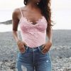 The Best Women Ladies Summer Lace Vest Tops Fashion Sleeveless V-Neck Solid Casual Blouse Holiday Beach Outdoor Tank Tops Online - Hplify
