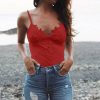 The Best Women Ladies Summer Lace Vest Tops Fashion Sleeveless V-Neck Solid Casual Blouse Holiday Beach Outdoor Tank Tops Online - Hplify