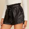 The Best Women Ladies Summer Shorts PU Leather Loose Belt High Waist Short Pants Trousers Online - Hplify