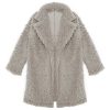 The Best Women Ladies Teddy Bear Lapel Coat Jacket Winter Warm Fur Lapel Thick Long Cardigan Casual Outwear Jacket Tops Streetwear Online - Hplify