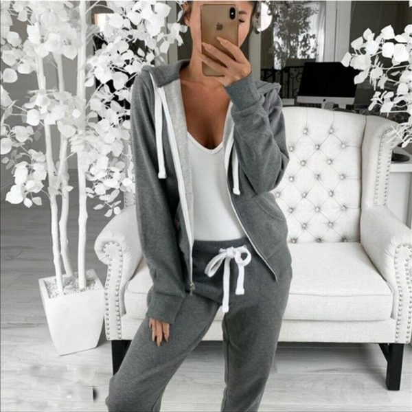 The Best Women Ladies Zipper Hooded Sweatshirt Long Sleeve Outwear Hoodie Plain Jacket Coat Tops Online - Hplify