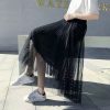The Best Women Lady A-line Tutu Elastic Waist Mesh Long Maxi Skirts Party Three Layer Chiffon Pleated Retro Lace Skirt Online - Hplify