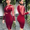 The Best Women Lady Long Sleeve Bandage Bodycon Summer Casual Solid Party Cocktail Club Short Mini Dress Online - Hplify