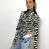 The Best Women Lady Long Sleeve Turtleneck Animal Zebra Print Bodycon Party Bodysuit Stretch Slim Leotard Tops Online - Hplify