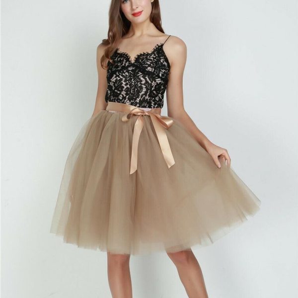 The Best Women Layers Tulle Midi Skirt Fashion Princess Girls Ballet Tutu Dance Skirt High Waist Summer Pleated Beach Skirt Online - Hplify