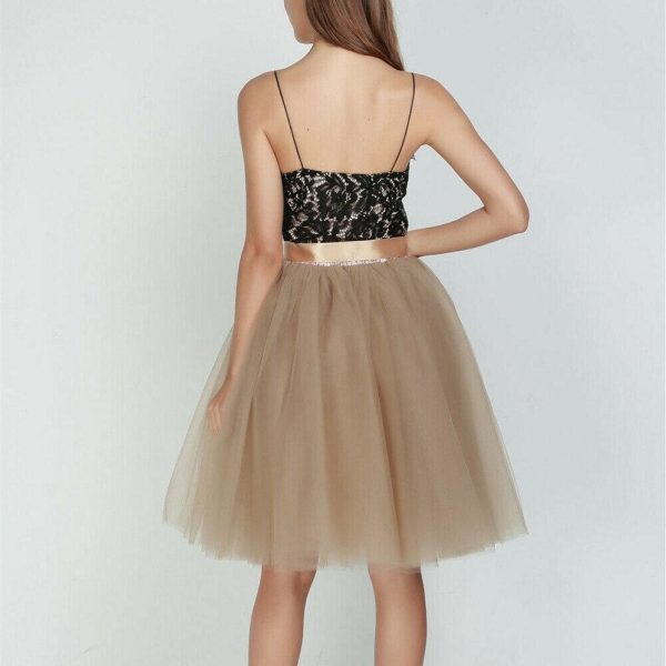 The Best Women Layers Tulle Midi Skirt Fashion Princess Girls Ballet Tutu Dance Skirt High Waist Summer Pleated Beach Skirt Online - Hplify
