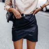 The Best Women Leather Asymmetrical Mini Skirt Fashion Ladies High Waist Strappy Bodycon Hip Pencil Short Skirt Clubwear Online - Hplify