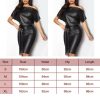 The Best Women Leather Bodycon Dress Sexy Ladies Off Shoulder Short Sleeve Club Evening Party Mini Dress Online - Hplify