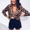 The Best Women Leopard Blouse Holiday Long Sleeve Tops New Autumn Deep V-Neck Leopard Print Beach Ladies Blouse Shirts S-XL Online - Hplify