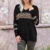 The Best Women Leopard Tops Blouse Shirts Ladies Casual V Neck Loose Pullover Stitching Sweatshirt Tops Online - Hplify