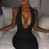 The Best Women Long Dress Ladies Summer Bodycon Backless Sleeveless Deep V Neck Cocktail Party Clubwear Formal Dress Online - Hplify