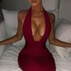The Best Women Long Dress Ladies Summer Bodycon Backless Sleeveless Deep V Neck Cocktail Party Clubwear Formal Dress Online - Hplify